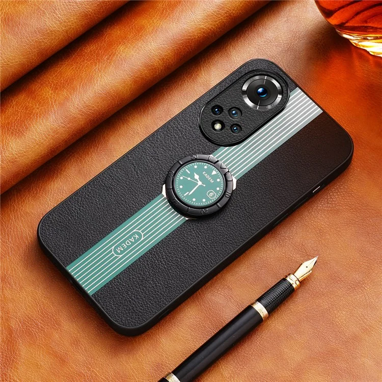 KADEM For Honor 50 / Huawei nova 9 Hülle Ringhalterung Lederbeschichtung Acryl+TPU Abdeckung - Grün