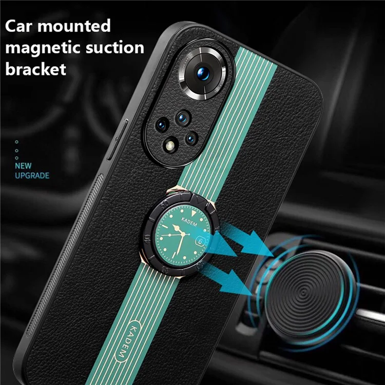KADEM For Honor 50 / Huawei nova 9 Hülle Ringhalterung Lederbeschichtung Acryl+TPU Abdeckung - Grün
