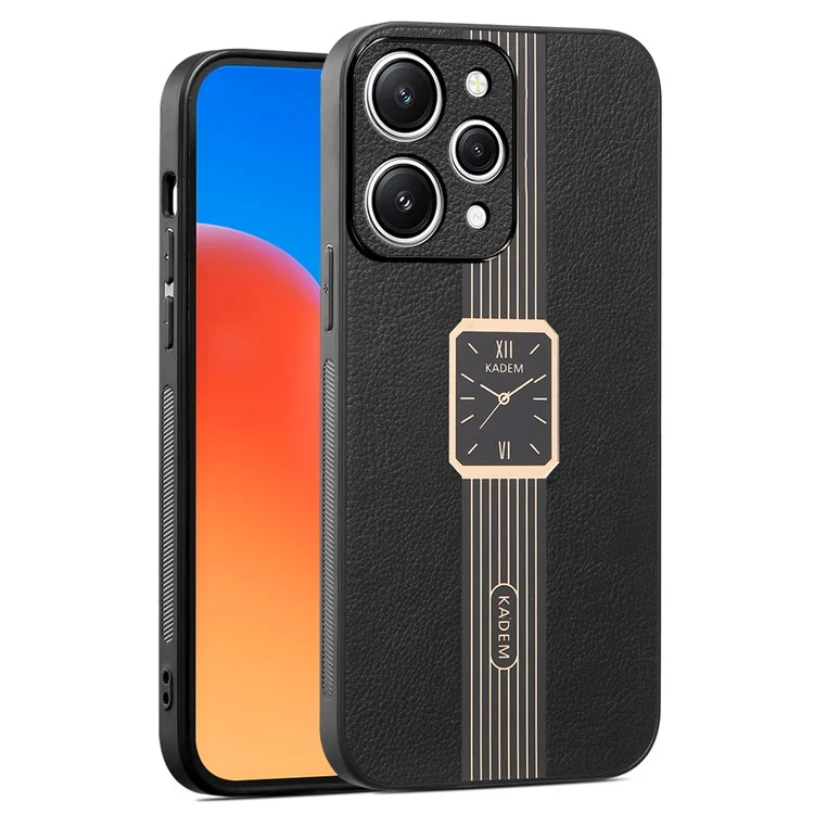 KADEM For Xiaomi Redmi 12 4G Case Stylish Watch Pattern Electroplated Cell Phone Cover - Black