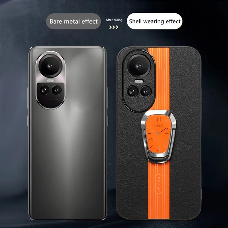 KADEM For Oppo Reno10 5G (Global) / Reno10 Pro 5G (Global) Cell Phone Cases Electroplating Kickstand Cover - Orange