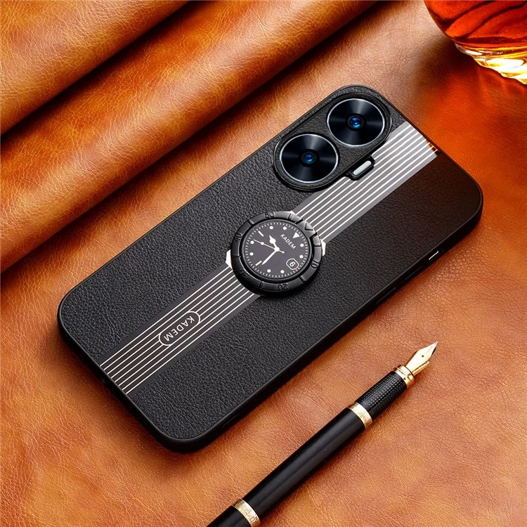 KADEM For Realme C55 / Narzo N55 4G Cover PU+Acrylic+TPU Back Shell Cell Phone Case - Black