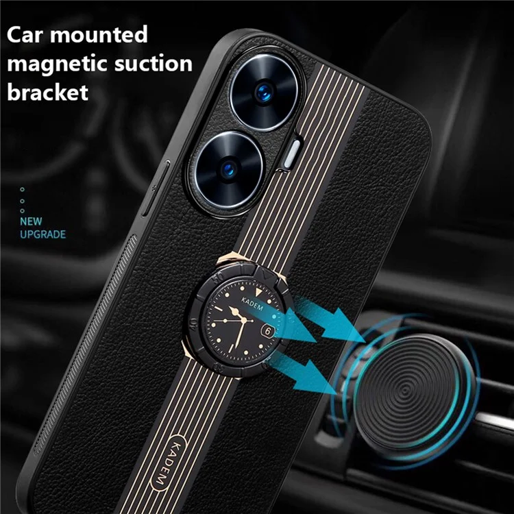 KADEM For Realme C55 / Narzo N55 4G Cover PU+Acrylic+TPU Back Shell Cell Phone Case - Black