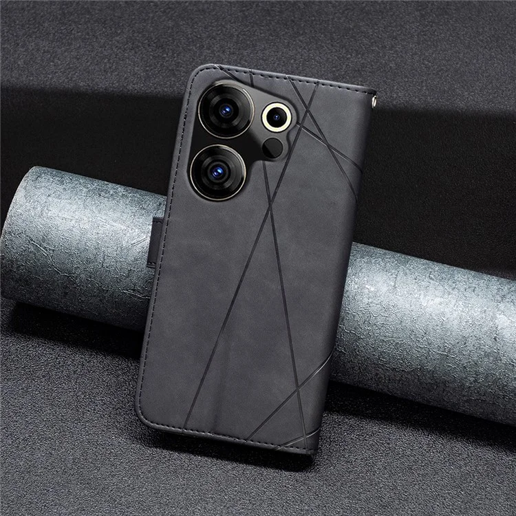 BINFEN COLOR BF05 Para TECNO Camon 20 Premier 5G Funda Carcasa de Cuero Sintético con Estampado - Negro