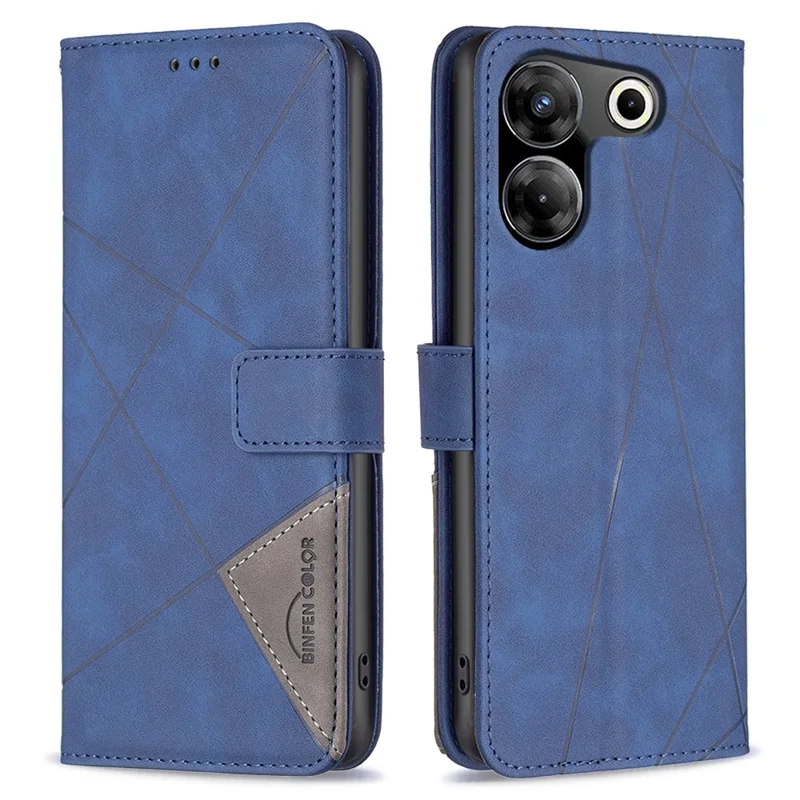 BINFEN COLOR For TECNO Camon 20 Pro 5G Phone Cases Wallet Stand Geometry Imprint Leather Cover - Blue