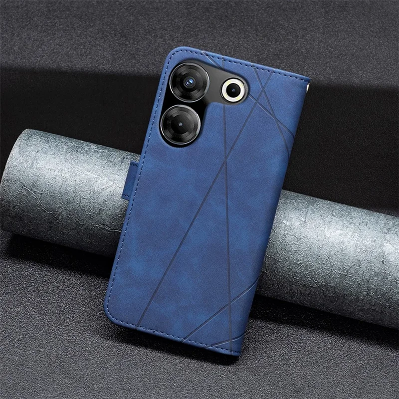 BINFEN COLOR For TECNO Camon 20 Pro 5G Phone Cases Wallet Stand Geometry Imprint Leather Cover - Blue
