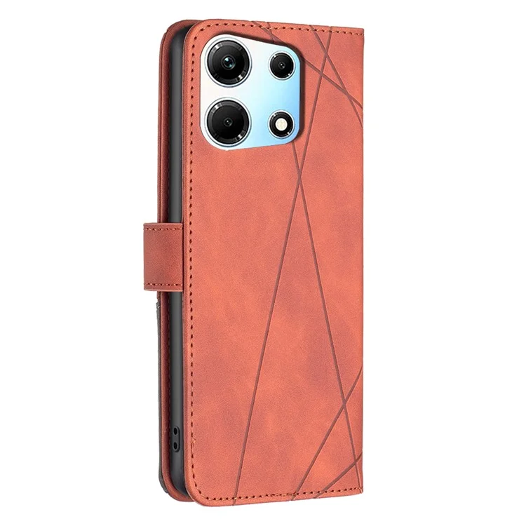 BINFEN COLOR For Infinix Zero 30 5G Phone Cases Wallet Stand Geometry Imprinted Leather Cover - Brown
