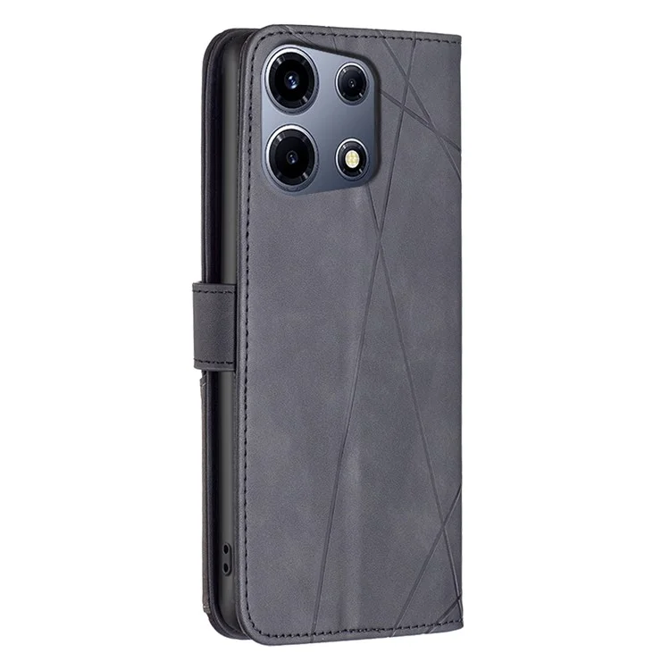BINFEN COLOR For Infinix Note 30 VIP 5G Phone Cases Wallet Stand Geometry Imprinted Leather Cover - Black
