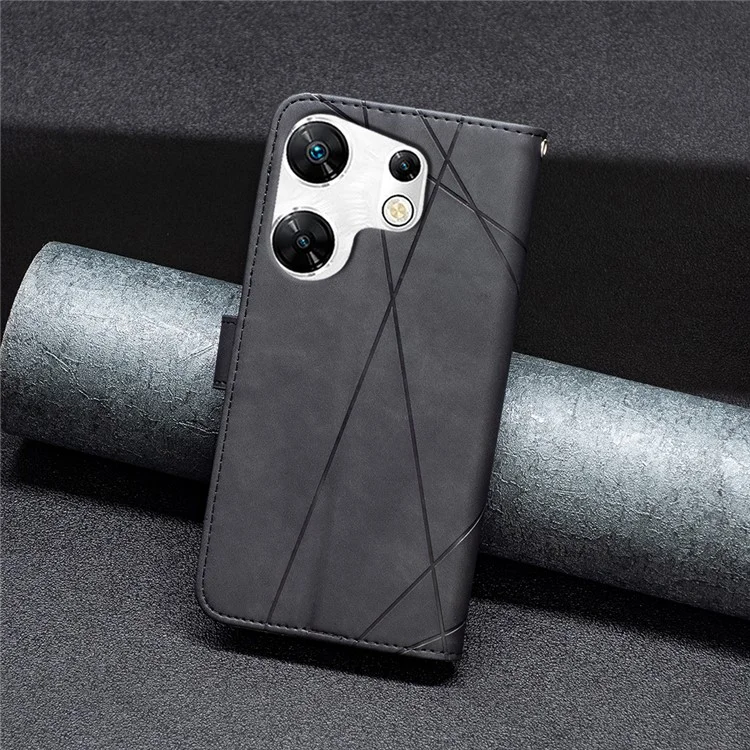 BINFEN COLOR BF05 Для Infinix Zero 30 4G Чехол Бумажник Телефонная Оболочка Противоударная PU Кожаная Крышка - Черный