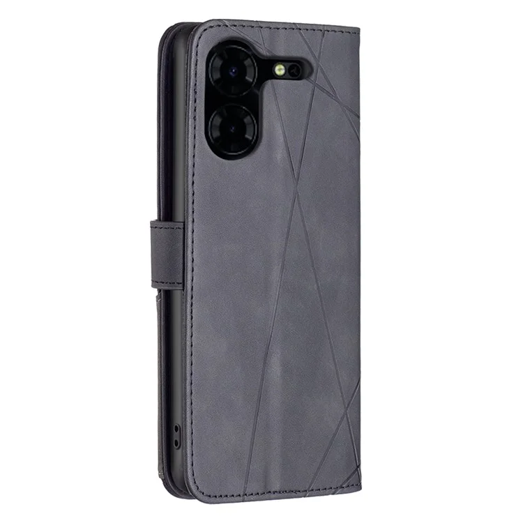 BINFEN COLOR For TECNO Pova 5 Pro 5G Phone Cases Wallet Stand Geometry Imprinted Leather Cover - Black