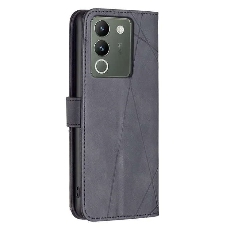 BINFEN COLOR BF05 Per vivo Y200 (India) 5G Case Imprinted Wallet Shockproof PU Leather Phone Shell - Nero
