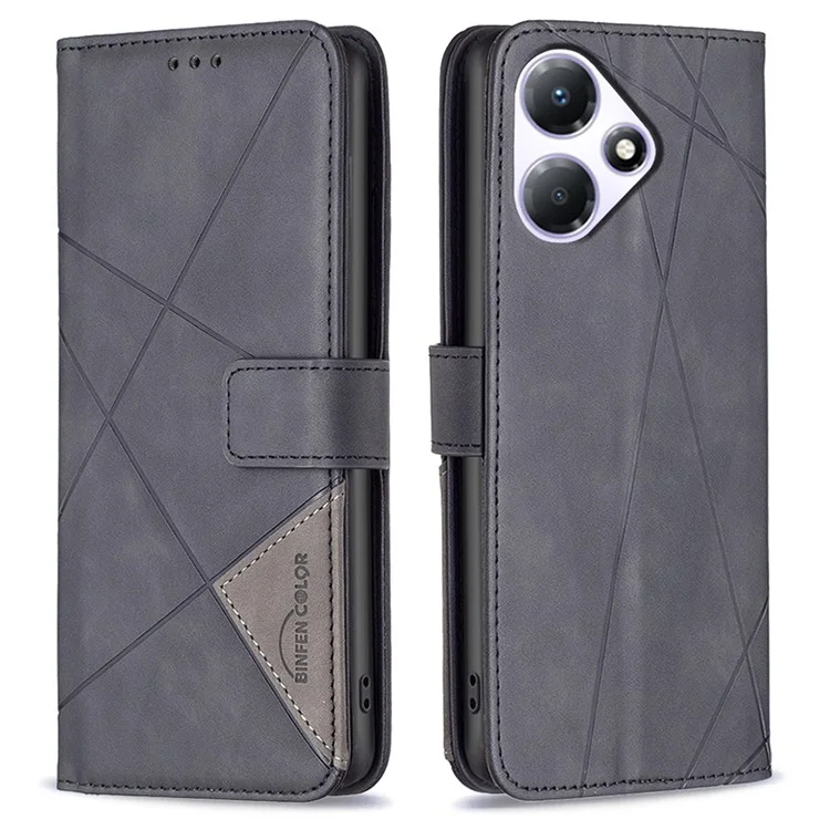 BINFEN COLOR BF05 PU Leather Case per Infinix Hot 30 Play NFC 4G Phone Shell Anti-Drop Wallet Cover - Nero