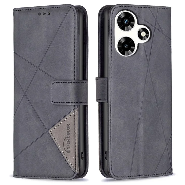 BINFEN COLOR BF05 Per Custodia Infinix Hot 30 in pelle sintetica Folio Flip Stand Cell Phone - Nero