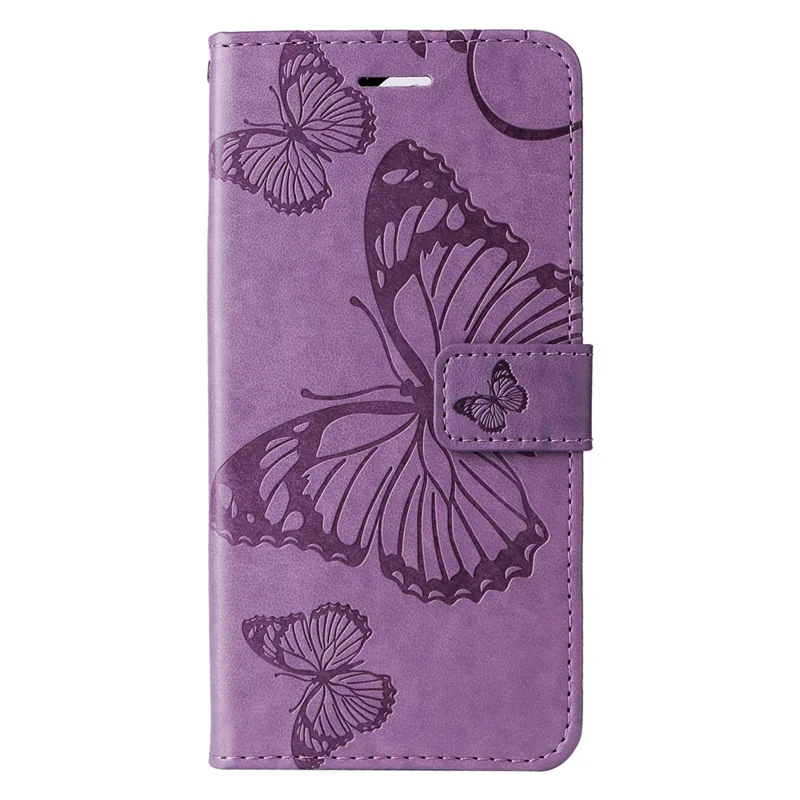 For Samsung Galaxy A25 5G (Global) Wallet Case Floral Butterfly Imprinted Leather Phone Cover Stand - Purple