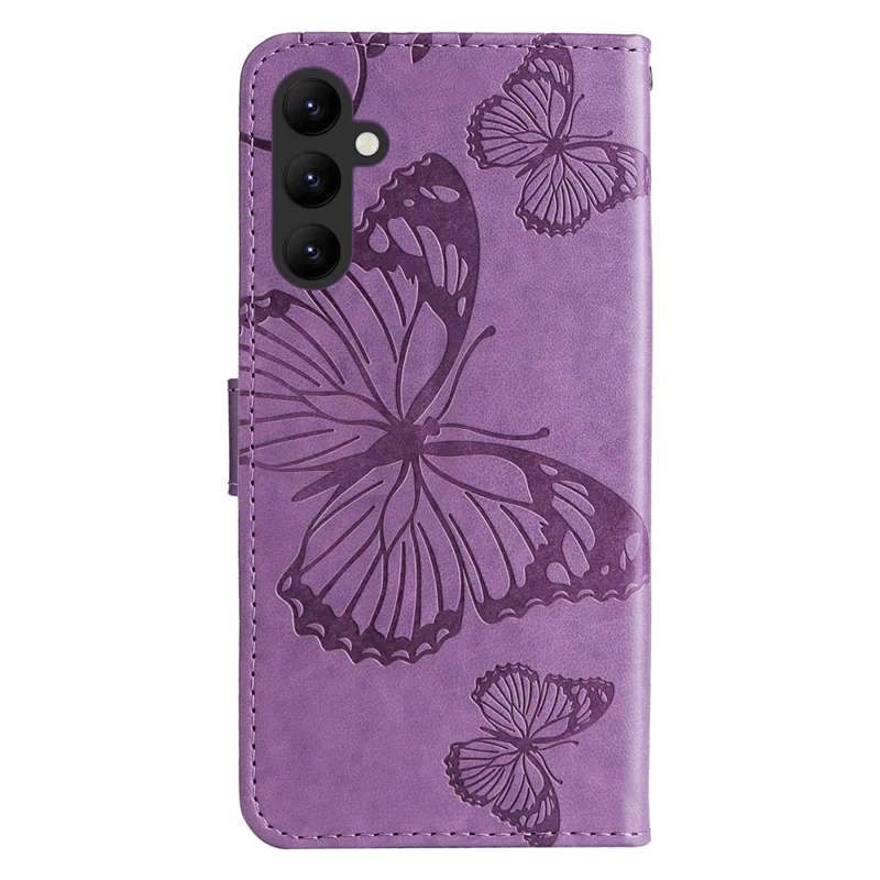 For Samsung Galaxy A25 5G (Global) Wallet Case Floral Butterfly Imprinted Leather Phone Cover Stand - Purple