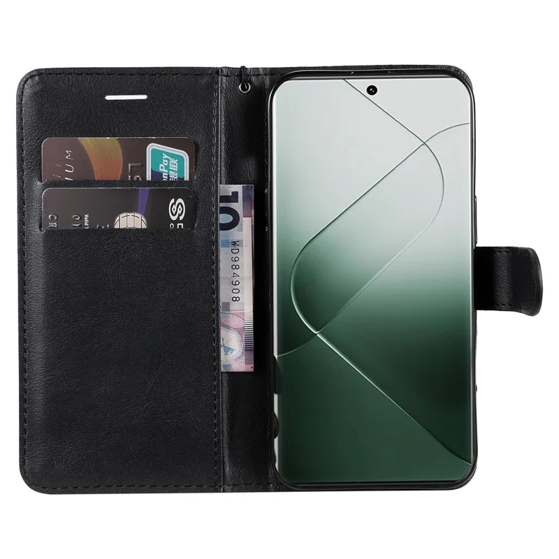 KT Leather Series-2 pour Xiaomi 14 Pro Case Magnetic Solid Color PU Leather Cell Phone Cover - Noir