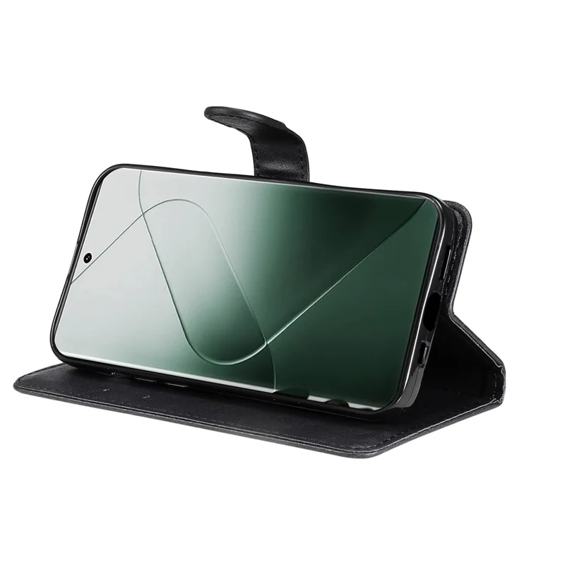 KT Leather Series-2 pour Xiaomi 14 Pro Case Magnetic Solid Color PU Leather Cell Phone Cover - Noir