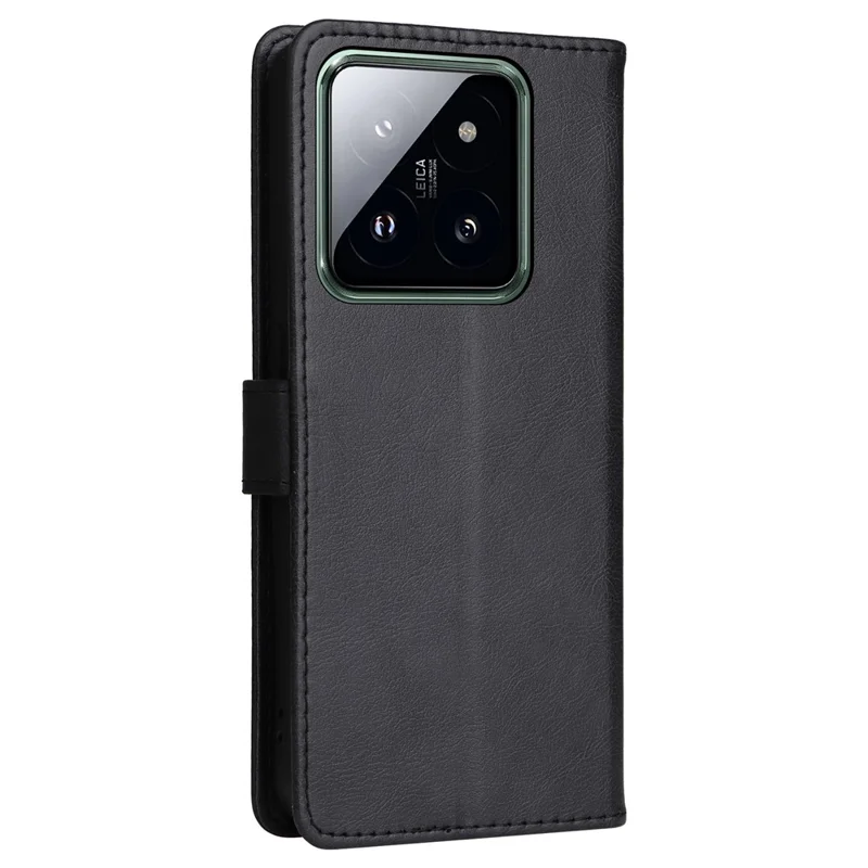KT Leather Series-2 pour Xiaomi 14 Pro Case Magnetic Solid Color PU Leather Cell Phone Cover - Noir