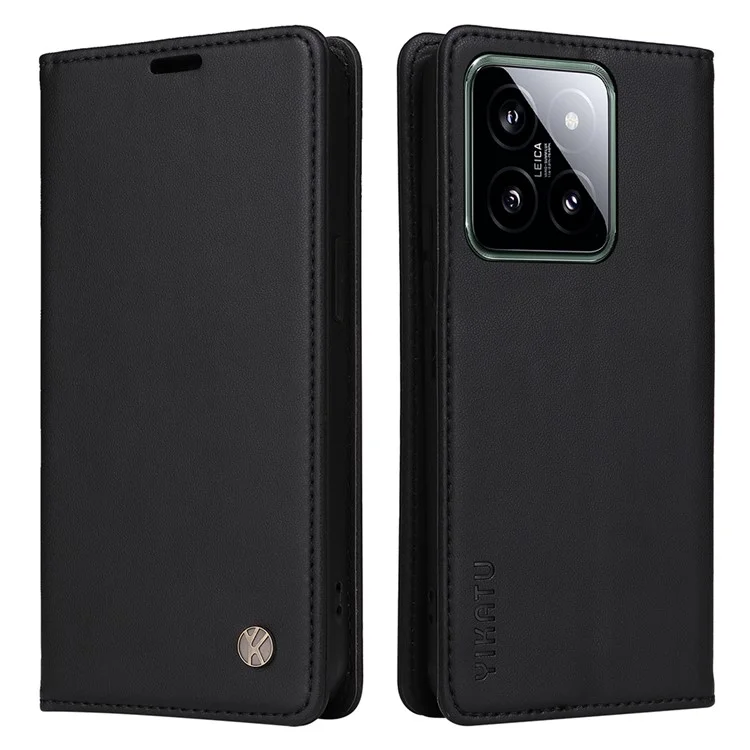 YIKATU YK-001 para Xiaomi 14 Case Anti-queda Capa de Carteira de Couro PU - Preto