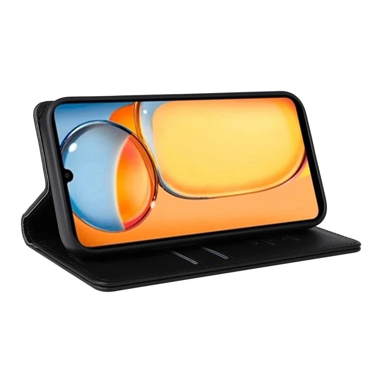 YIKATU YK-001 per Xiaomi Redmi 13C 4G / 13C 5G / 13R 5G / Poco M6 5G / Poco C65 4G Case Anti-Graffio Custodia a Portafoglio in Pelle con Supporto - Nero
