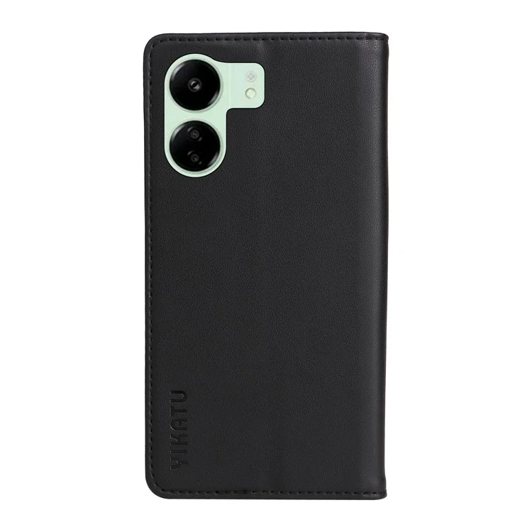 YIKATU YK-001 per Xiaomi Redmi 13C 4G / 13C 5G / 13R 5G / Poco M6 5G / Poco C65 4G Case Anti-Graffio Custodia a Portafoglio in Pelle con Supporto - Nero