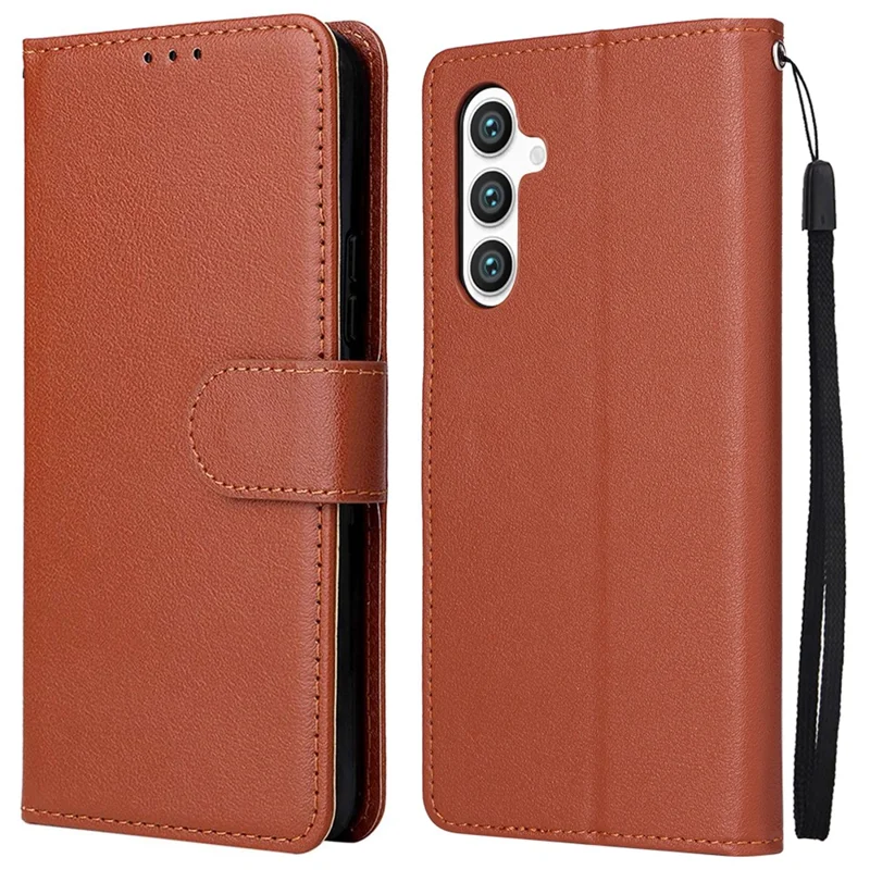 For Samsung Galaxy S24+ Leather Case Wallet Magnetic Clasp Phone Cover - Brown