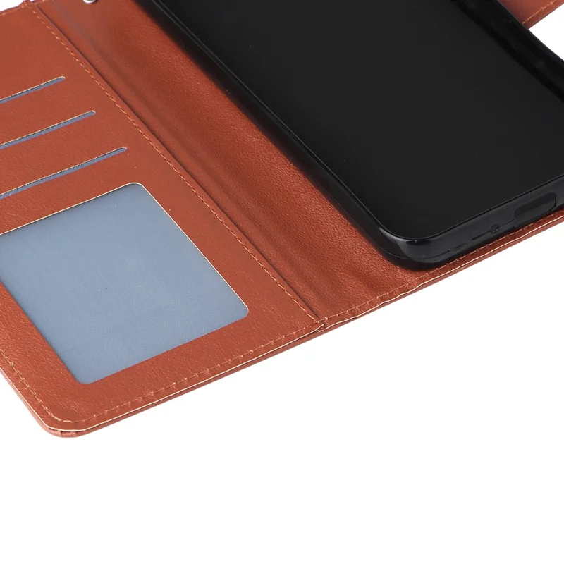 For Samsung Galaxy S24+ Leather Case Wallet Magnetic Clasp Phone Cover - Brown