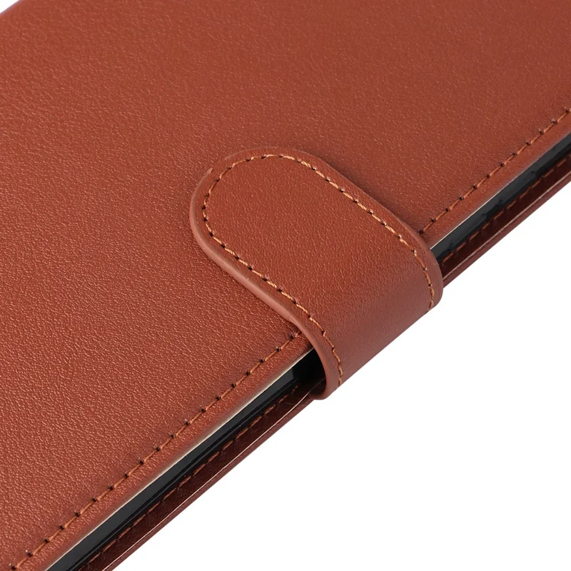 For Samsung Galaxy S24+ Leather Case Wallet Magnetic Clasp Phone Cover - Brown