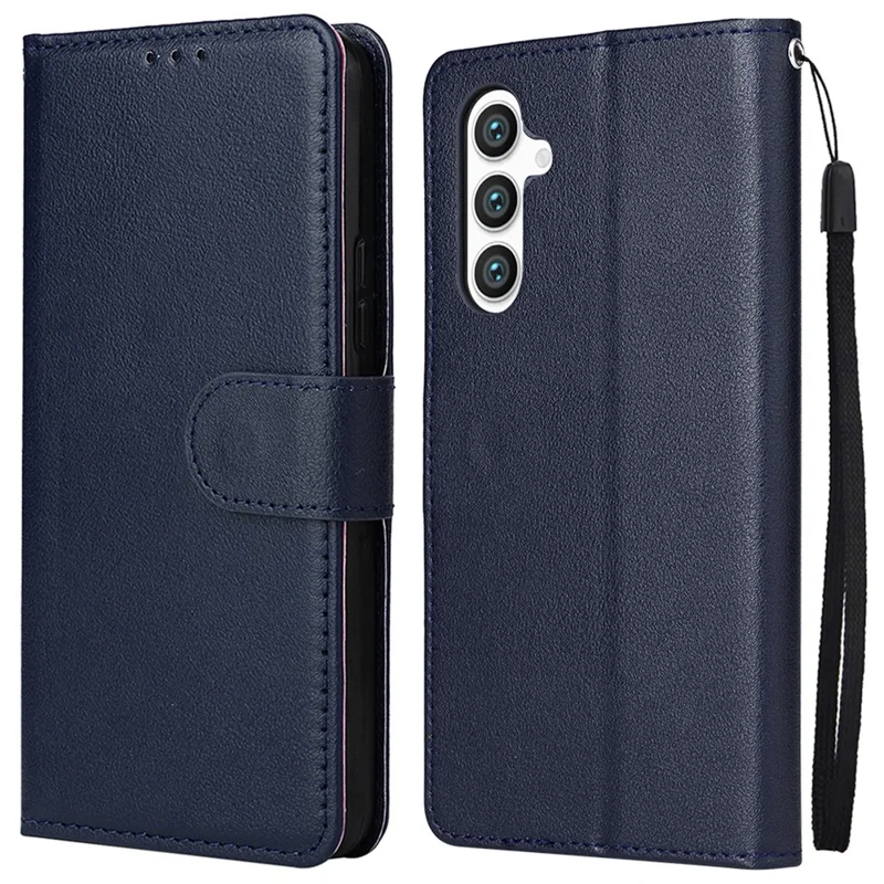 For Samsung Galaxy S24+ Leather Case Wallet Magnetic Clasp Phone Cover - Blue