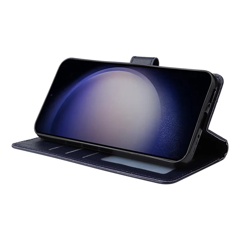 For Samsung Galaxy S24+ Leather Case Wallet Magnetic Clasp Phone Cover - Blue