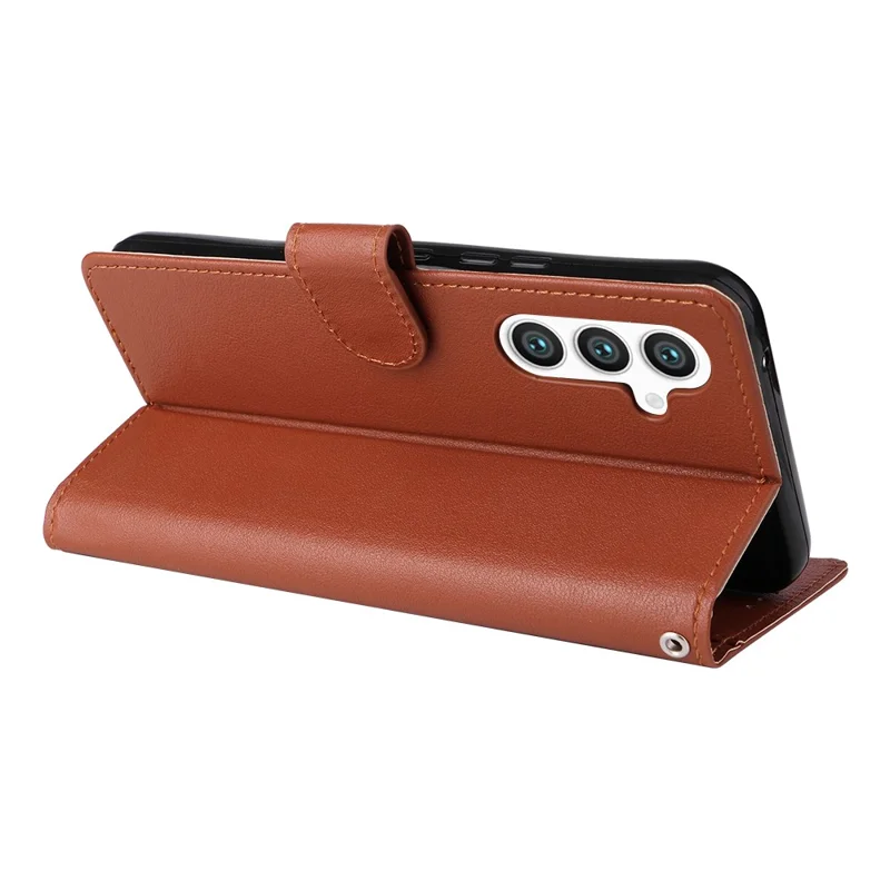 For Samsung Galaxy S24 Case PU Leather Stand Wallet Phone Cover - Brown