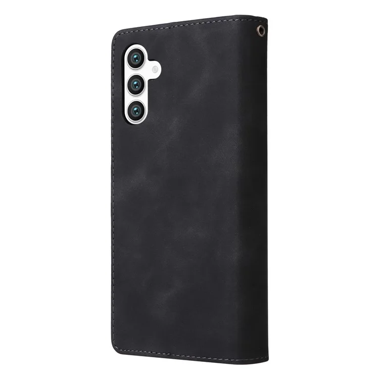 Para Samsung Galaxy S24 Case PU Leather Wallet Cover com Múltiplos Compartimentos para Cartões - Preto