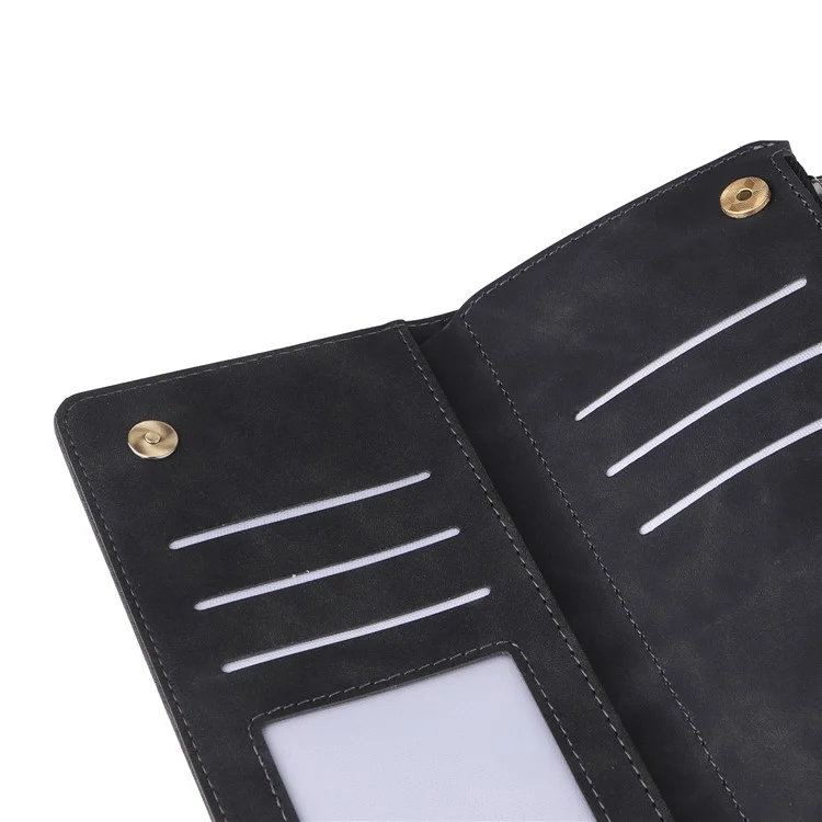 Para Samsung Galaxy S24 Case PU Leather Wallet Cover com Múltiplos Compartimentos para Cartões - Preto