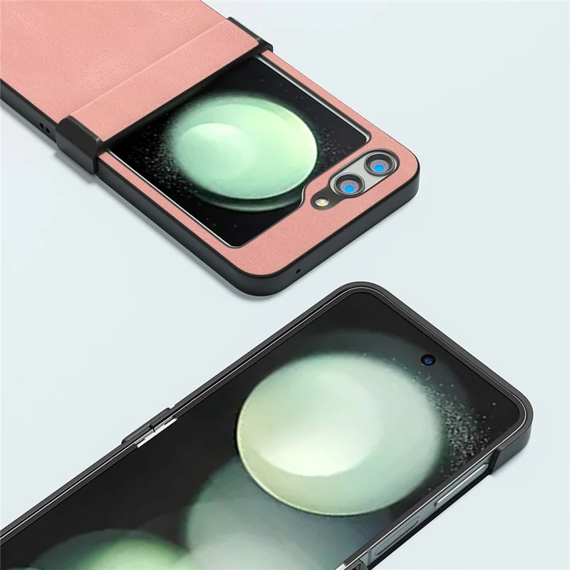 ABEEL Für Samsung Galaxy Z Flip5 5G Hülle Retro Leder+PC Scharnier Schutzhülle - Pink