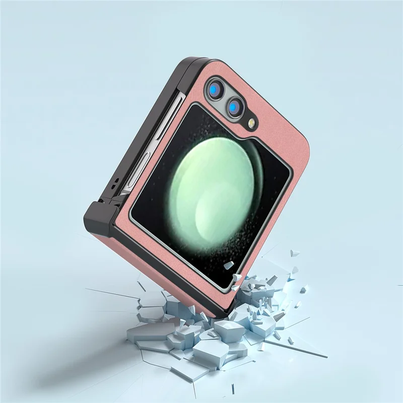 ABEEL Für Samsung Galaxy Z Flip5 5G Hülle Retro Leder+PC Scharnier Schutzhülle - Pink