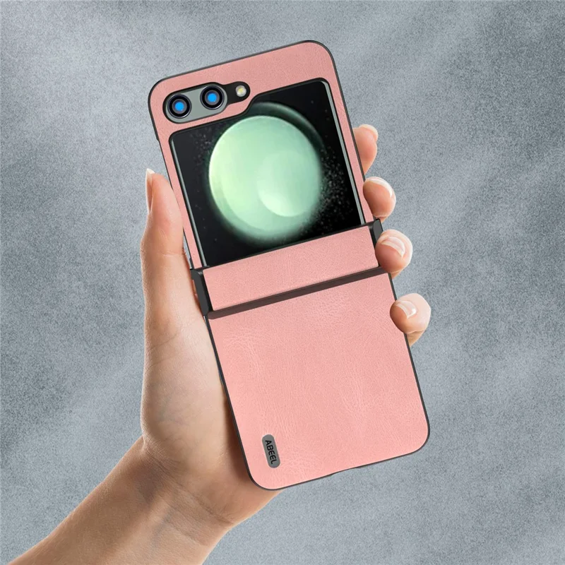 ABEEL Für Samsung Galaxy Z Flip5 5G Hülle Retro Leder+PC Scharnier Schutzhülle - Pink