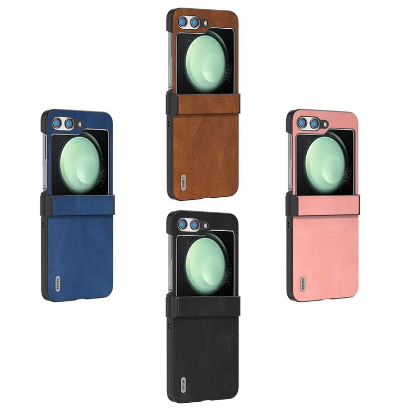 ABEEL Für Samsung Galaxy Z Flip5 5G Hülle Retro Leder+PC Scharnier Schutzhülle - Pink