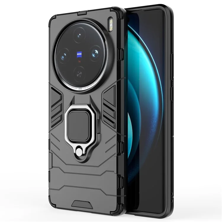 Für Vivo X100 Pro 5g-hülle Anti-fall-kickstand-pc+tpu-telefonschale - Schwarz