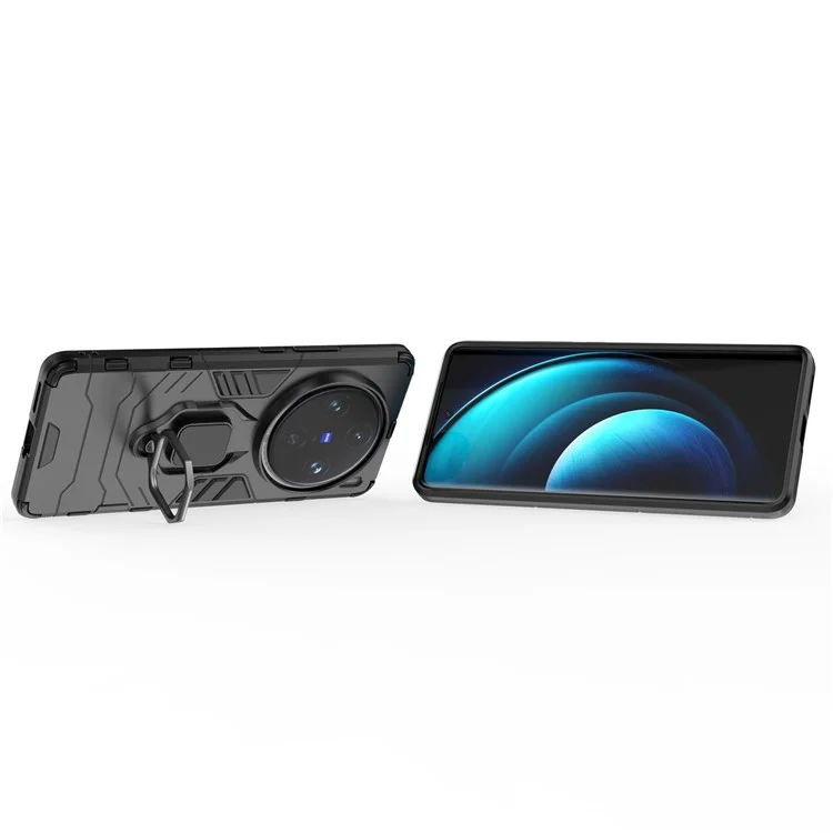 Pour vivo X100 Pro 5G Coque Anti-chute Support PC+TPU Coque de Téléphone - Noir