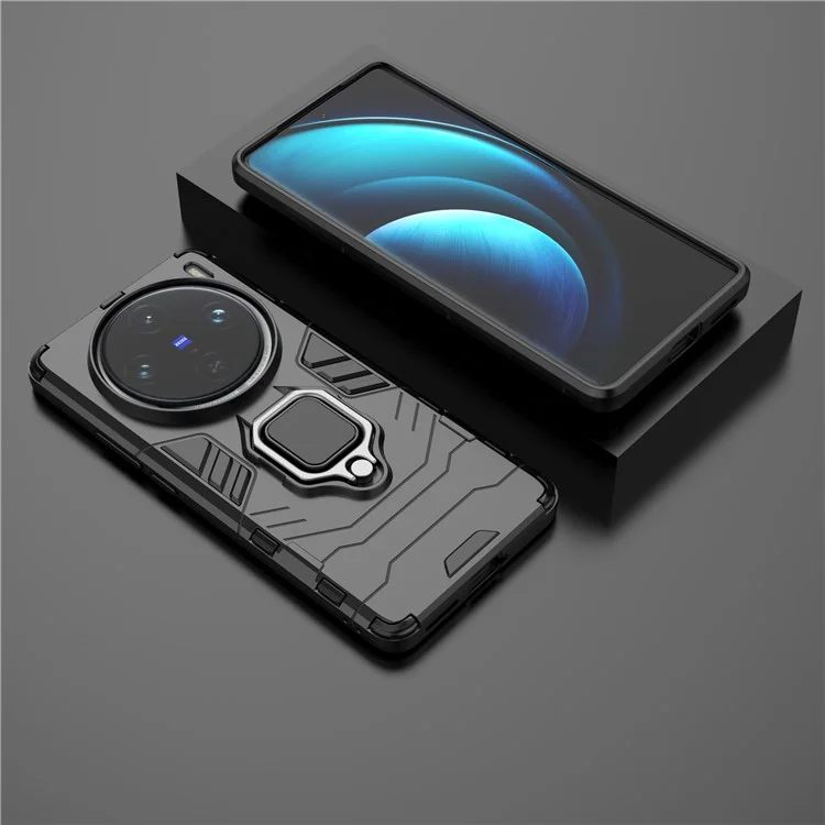 Pour vivo X100 Pro 5G Coque Anti-chute Support PC+TPU Coque de Téléphone - Noir