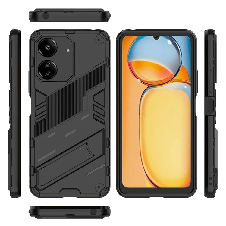 Funda con Soporte para Xiaomi Redmi 13C 4G / 13C 5G / Poco C65 4G / Poco M6 5G / 13R 5G - Cubierta Protectora para Móvil con Función Atril - Color Negro
