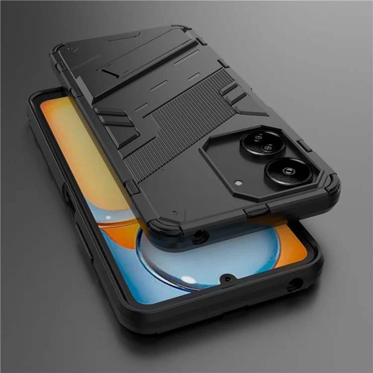 Funda con Soporte para Xiaomi Redmi 13C 4G / 13C 5G / Poco C65 4G / Poco M6 5G / 13R 5G - Cubierta Protectora para Móvil con Función Atril - Color Negro