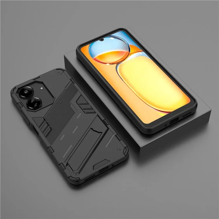Funda con Soporte para Xiaomi Redmi 13C 4G / 13C 5G / Poco C65 4G / Poco M6 5G / 13R 5G - Cubierta Protectora para Móvil con Función Atril - Color Negro
