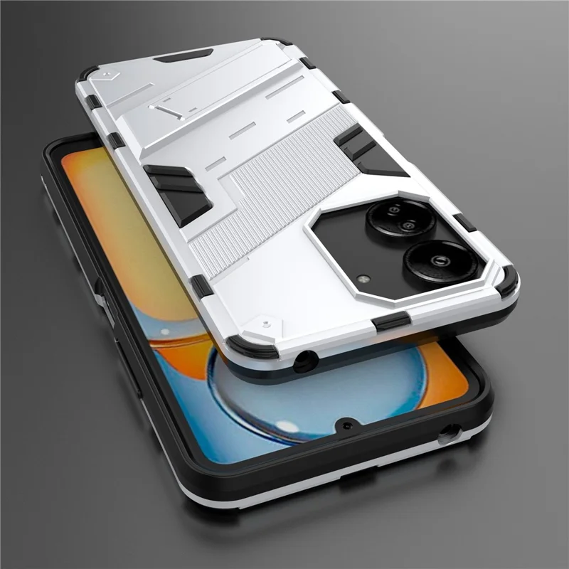 For Xiaomi Redmi 13C 4G / 13C 5G / Poco C65 4G / Poco M6 5G / 13R 5G Case Kickstand Protective Phone Cover - White