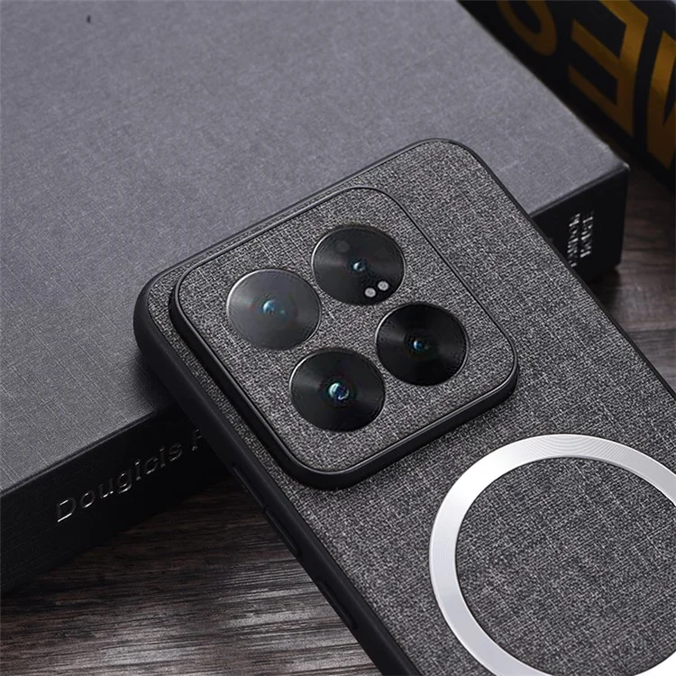 For Xiaomi 14 Case Slim TPU+Cloth Smartphone Cover Compatible with MagSafe - Dark Blue