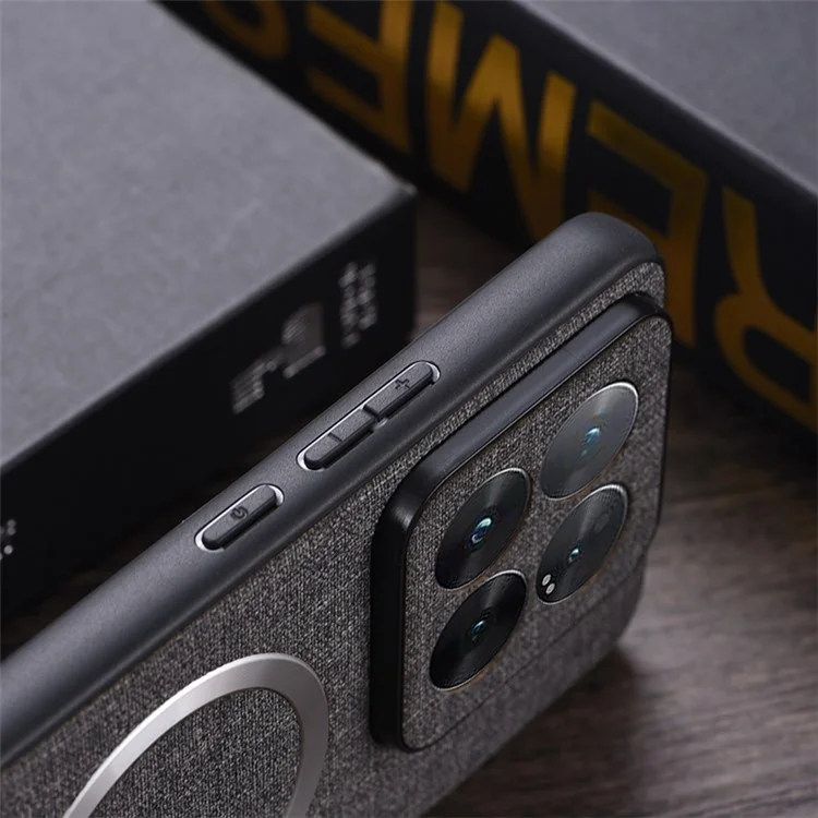 For Xiaomi 14 Case Slim TPU+Cloth Smartphone Cover Compatible with MagSafe - Dark Blue