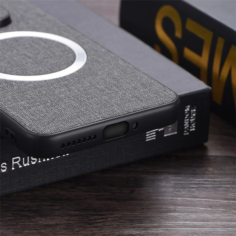 For Xiaomi 14 Case Slim TPU+Cloth Smartphone Cover Compatible with MagSafe - Dark Blue