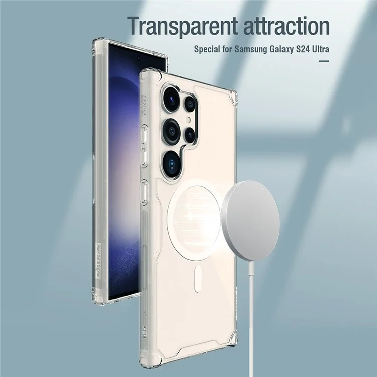 NILLKIN Nature Pro Series per Samsung Galaxy S24 Ultra Magnetic Case Compatibile con MagSafe - Trasparente