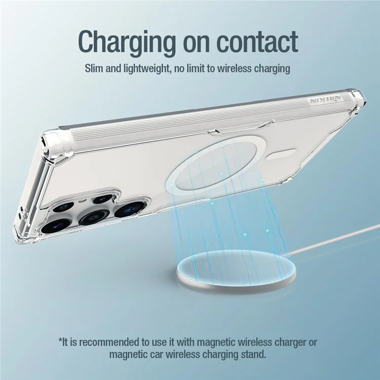NILLKIN Nature Pro Series per Samsung Galaxy S24 Ultra Magnetic Case Compatibile con MagSafe - Trasparente