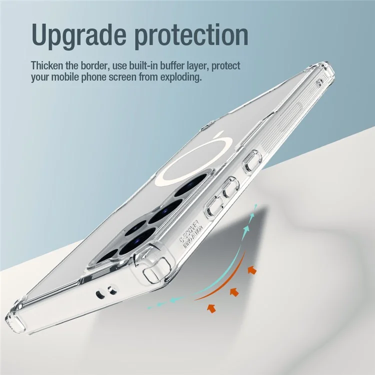 NILLKIN Nature Pro Series per Samsung Galaxy S24 Ultra Magnetic Case Compatibile con MagSafe - Trasparente