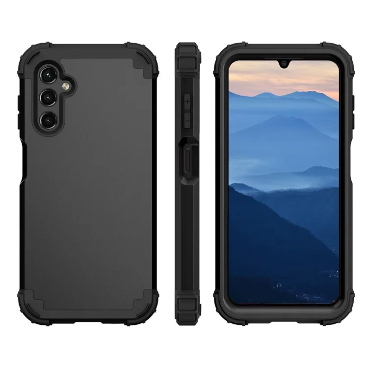 L-Style For Samsung Galaxy A15 4G Case PC + TPU Drop Protective Phone Cover - Black+Black